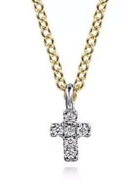14 Karat White Cross Diamond Pendant