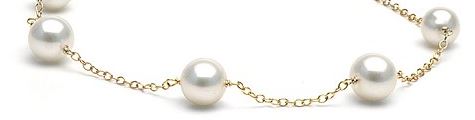 14 Karat Yellow Single Pearls Necklace - CHINA PEARL