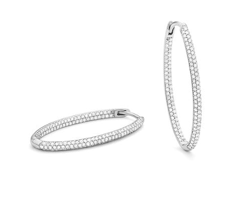 14 Karat White Medium Hoop Diamond Earrings - FACET BARCELONA USA INC.