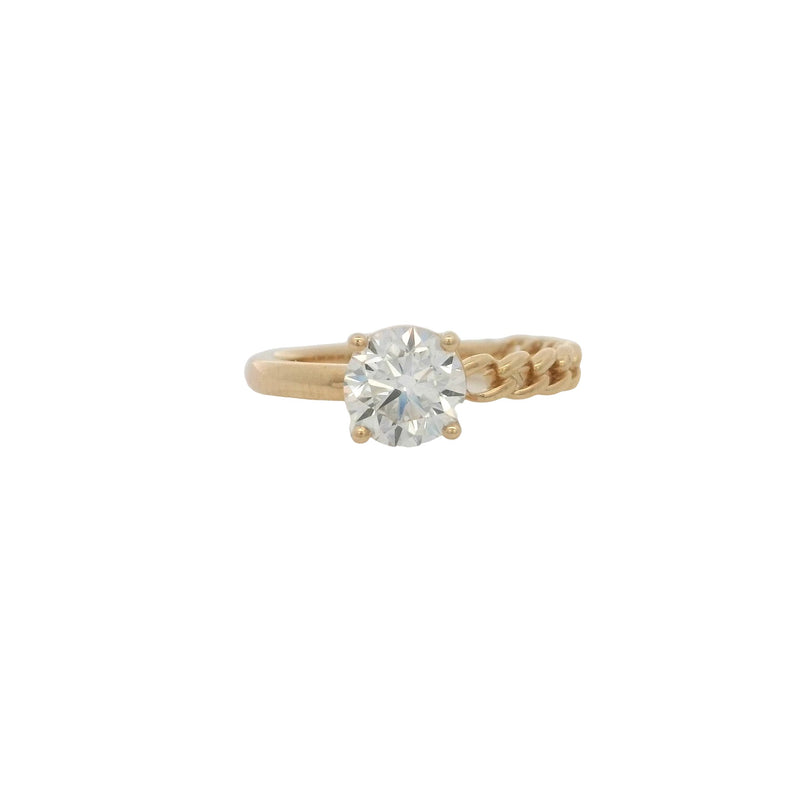 Yellow 14 Karat Solitaire Round Cut Lab Grown Diamond Engagement Ring