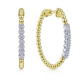 14 Karat Yellow Medium Hoop Diamonds Earrings