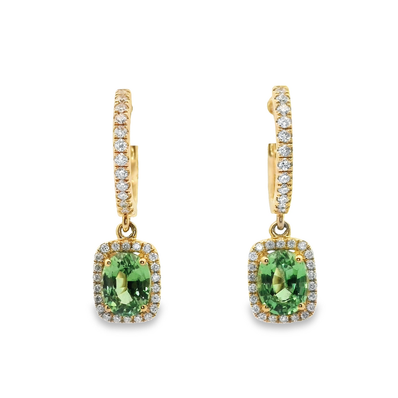 14 Karat Yellow Tsavorite Garnets Gemstone Earrings