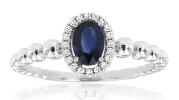 14 Karat White Lady's Halo Gemstone Fasion Ring