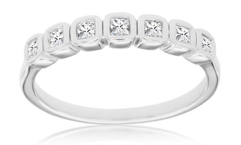 14 Karat White Bezel Set Band
