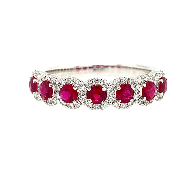 14 Karat White Lady's Halo Gemstone Fasion Ring