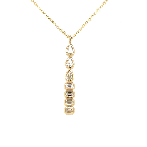 14 Karat Yellow Bar Diamond Necklace - CLASSIQUE CREATIONS