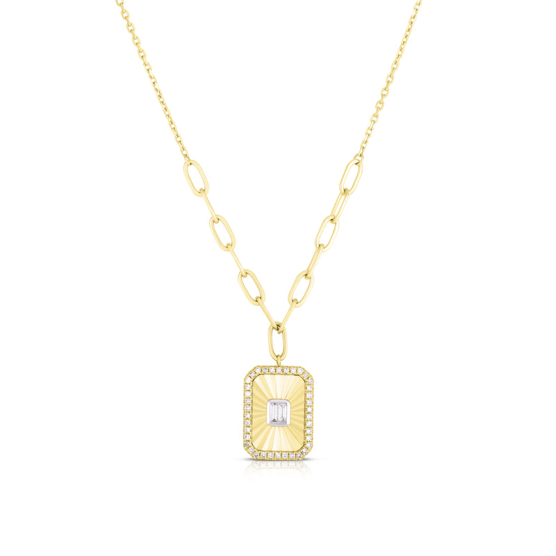 14 Karat Yellow Halo Diamond Pendant