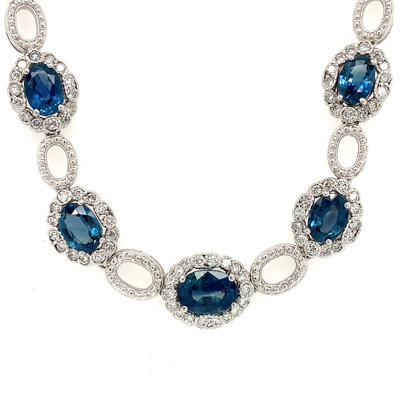 14 Karat White Halo Gemstone Necklace