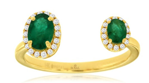 14 Karat Yellow Lady's Halo Gemstone Fasion Ring - ROYAL JEWELRY MFG, INC.