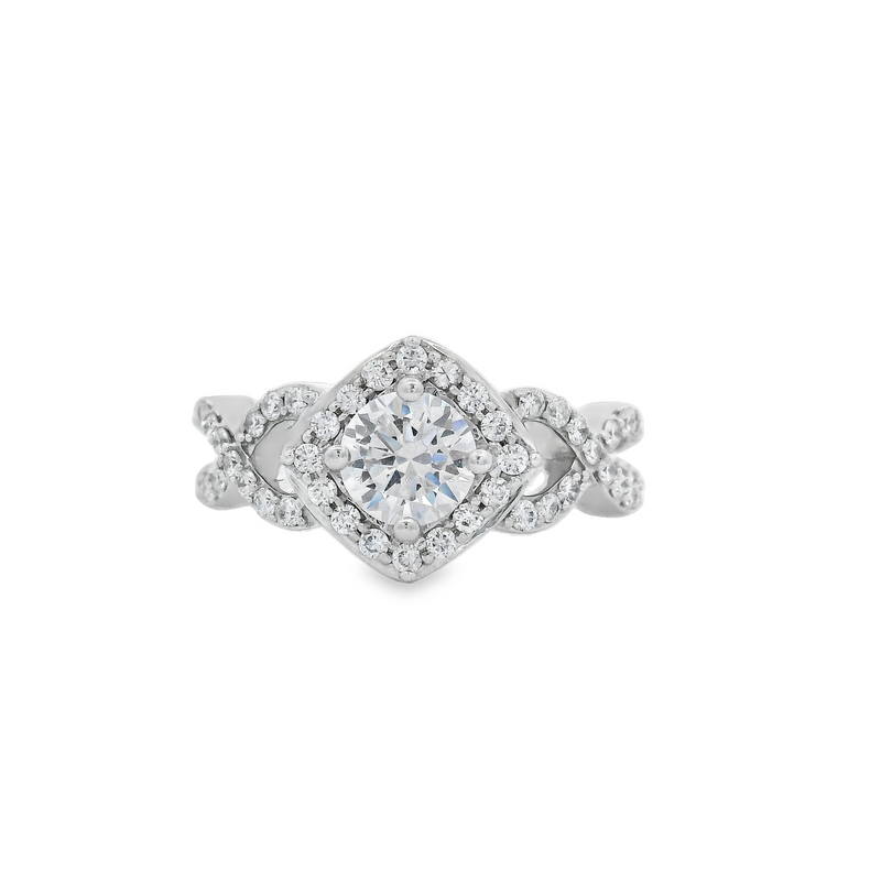 White 14 Karat Halo Unisex Diamond Semi-Mount Ring (Center Stone Sold Separate)