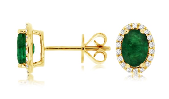 14 Karat Yellow Emerald Gemstone Earrings