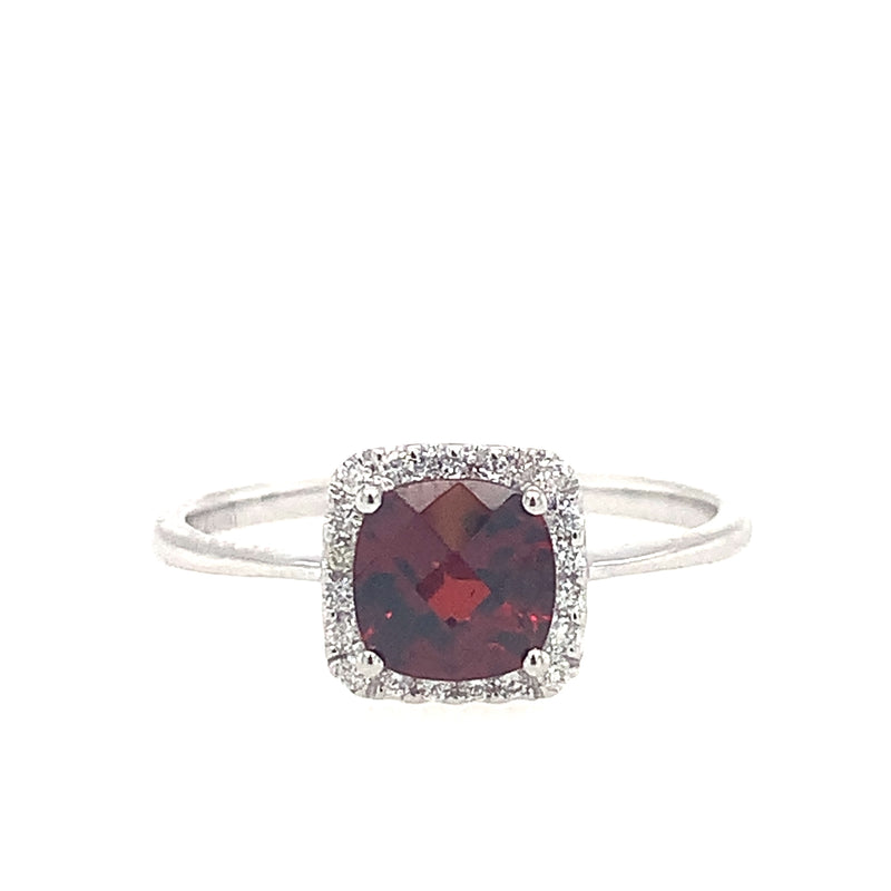 14 Karat White Lady's Halo Gemstone Fasion Ring