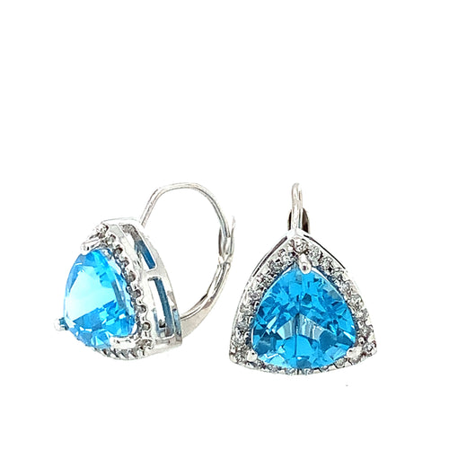 14 Karat White Blue Topaz Gemstone Earrings - RYAN GEMS INC.