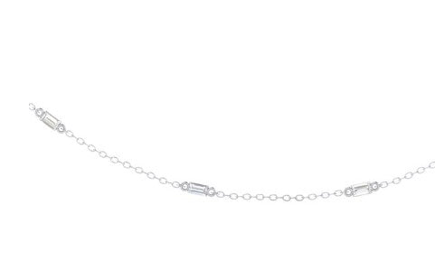 14 Karat White Station Diamond Necklace
