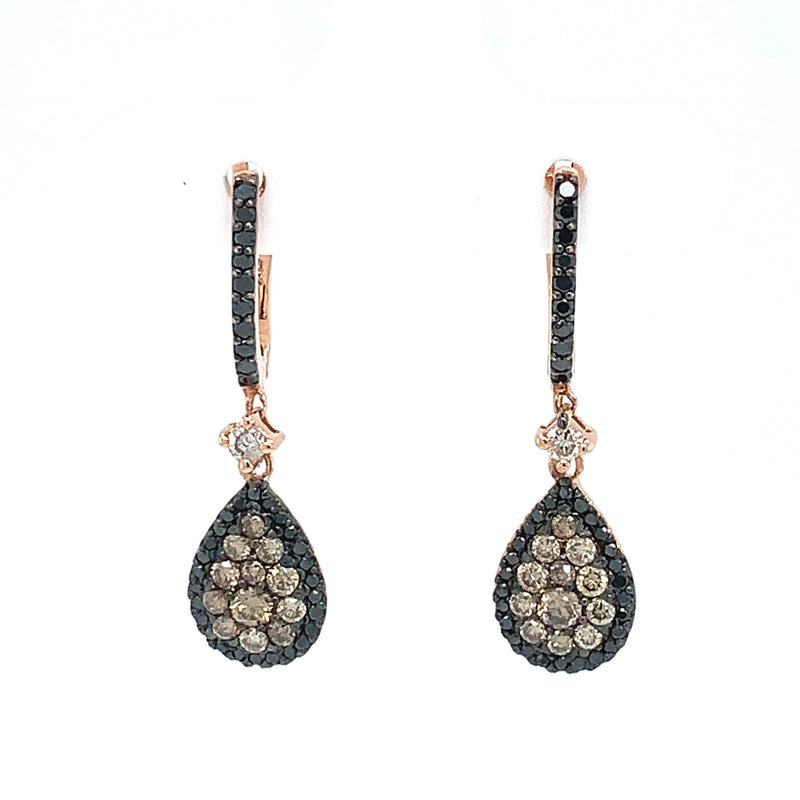 14 Karat Rosé Dangle Diamond Earrings