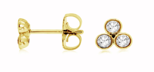14 Karat Yellow Stud Diamond Earrings