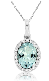 14 Karat White Halo Gemstone Pendant