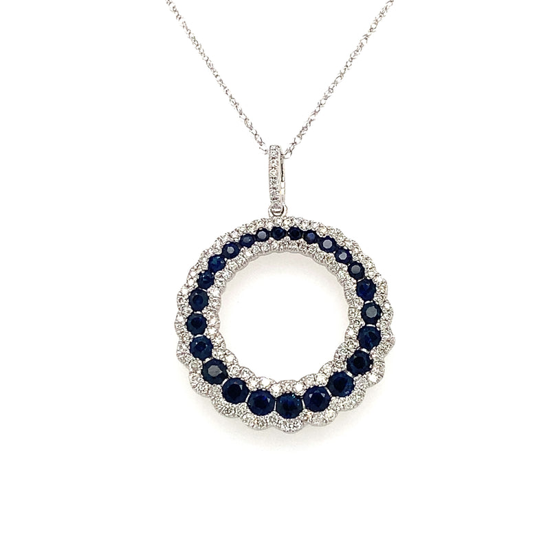 14 Karat White Circle Gemstone Pendant