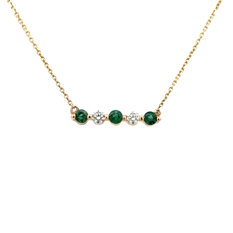 14 Karat Yellow Bar Gemstone Necklace