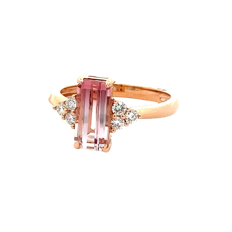 18 Karat Rosé Lady's 3 Stone Gemstone Fasion Ring