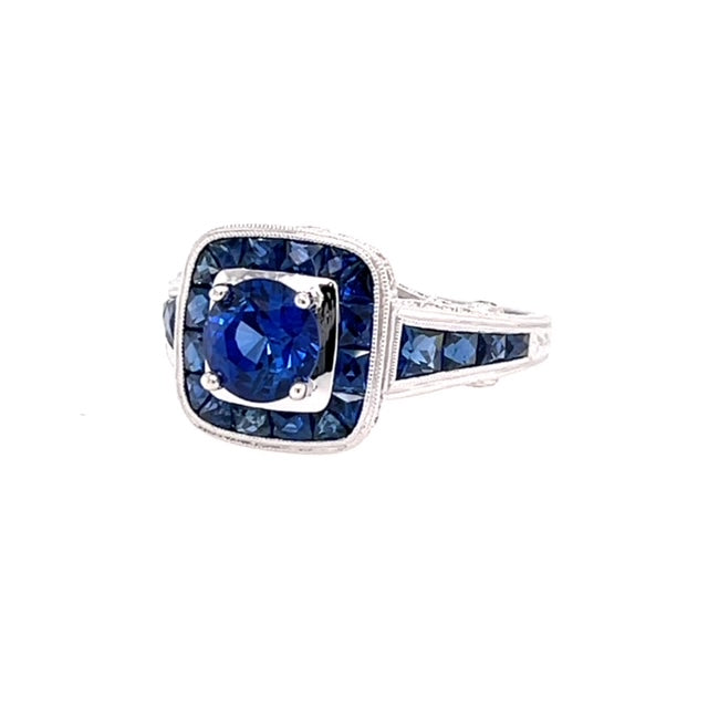 18 Karat White Lady's Halo Gemstone Fasion Ring