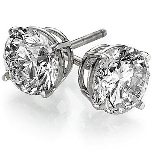 14 Karat White 0.99ct Diamond Stud Earrings - TJ MANUFACTURING