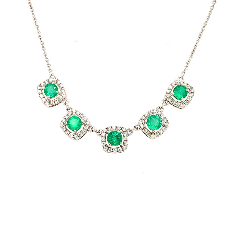 14 Karat White Halo Gemstone Necklace - A & D GEM CORP.