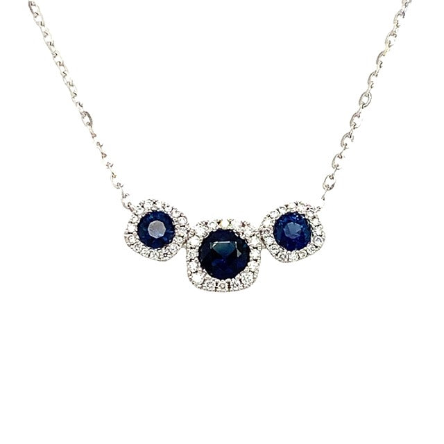 14 Karat White Halo Gemstone Necklace