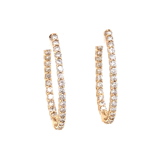 14 Karat Yellow Medium Hoop Diamonds Earrings - MALAKAN DIAMOND CO.