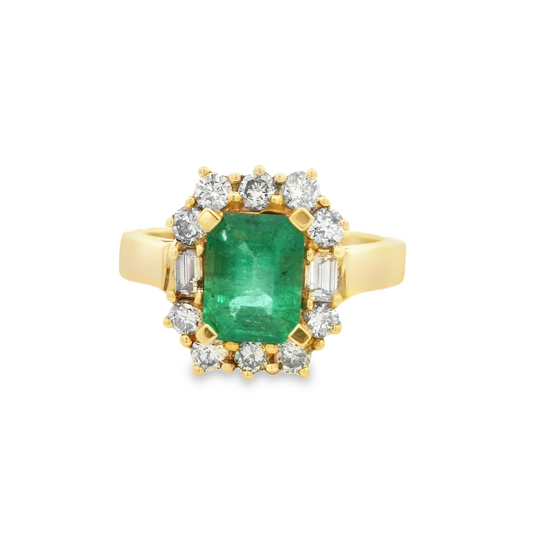 14 Karat Yellow Lady's Halo Gemstone Fasion Ring