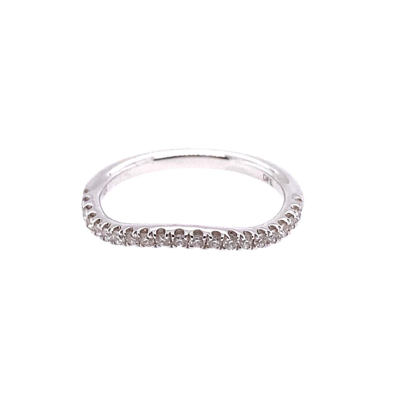 14 Karat White Curved Prong Band