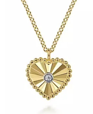 14 Karat Yellow Heart Diamond Pendant - GABRIEL & CO.
