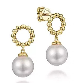 14 Karat Yellow Drop Pearls Earrings - GABRIEL & CO.