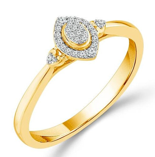 10 Karat Yellow Cluster Engagement Ring - IDD SANDEEP USA LLC