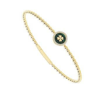 14 Karat Yellow Bangle Diamond Bracelet