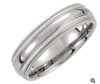 8mm Titanium Comfort Fit Milgrain Wedding Band