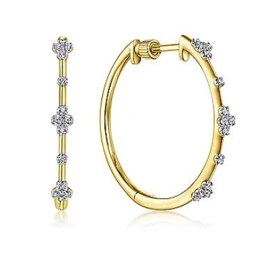 14 Karat Yellow Medium Hoop Diamonds Earrings - GABRIEL & CO.