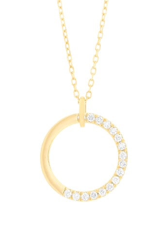 14 Karat Yellow Circle Diamond Pendant - FACET BARCELONA USA INC.