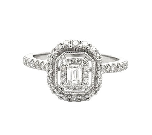 14 Karat White Halo Engagement Ring - ROYAL JEWELRY MFG, INC.