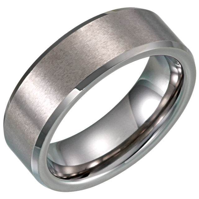 8mm Tungsten Bevel Edge Wedding Band - HEAVY STONE RINGS