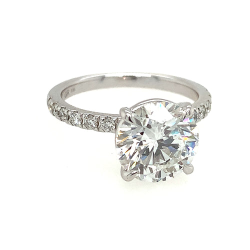 White 18 Karat Straight P Round Cut Lab Grown Diamond Engagement Ring - GREEN ROCKS LLC
