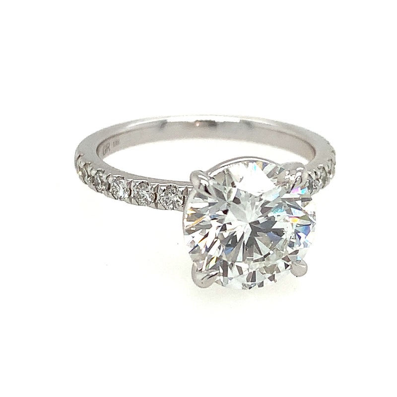 White 18 Karat Straight P Round Cut Lab Grown Diamond Engagement Ring