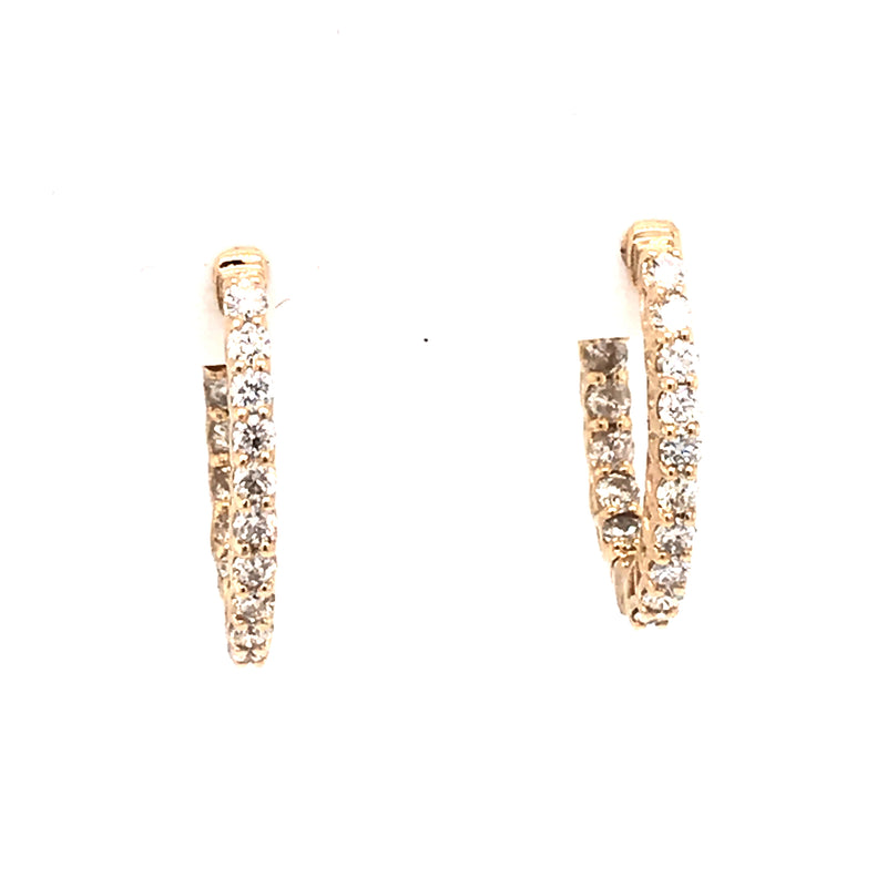 14 Karat Yellow Small Hoop Diamonds Earrings