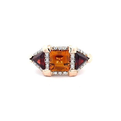18 Karat Rosé Lady's 3 Stone Gemstone Fasion Ring - MASI GIOIELLI SNC