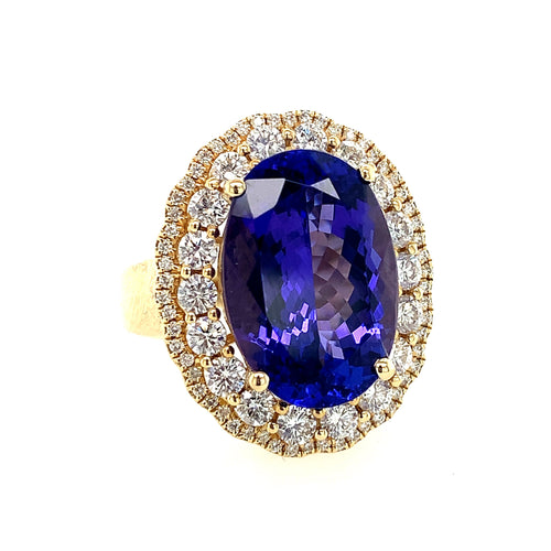 14 Karat Yellow Lady's Halo Gemstone Fasion Ring - ADG JEWELS LLC