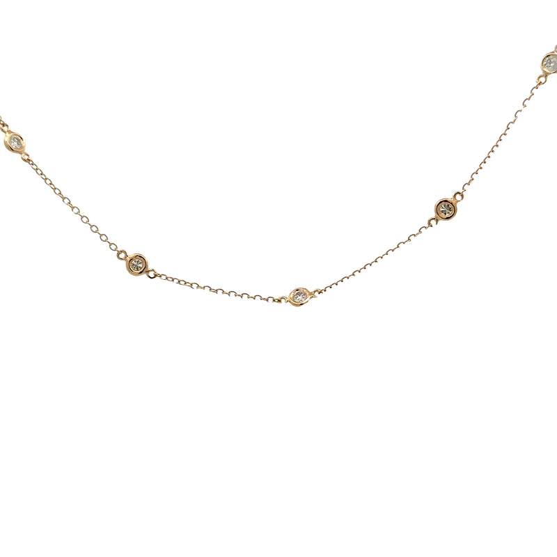 14 Karat Yellow Station Diamond Necklace