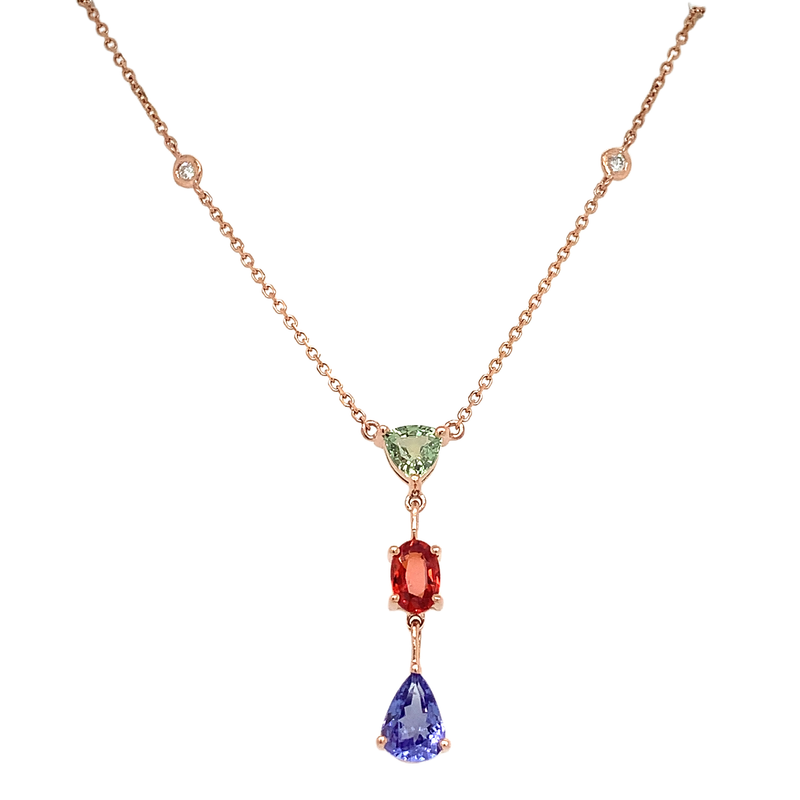 14 Karat Rosé Drop Gemstone Necklace