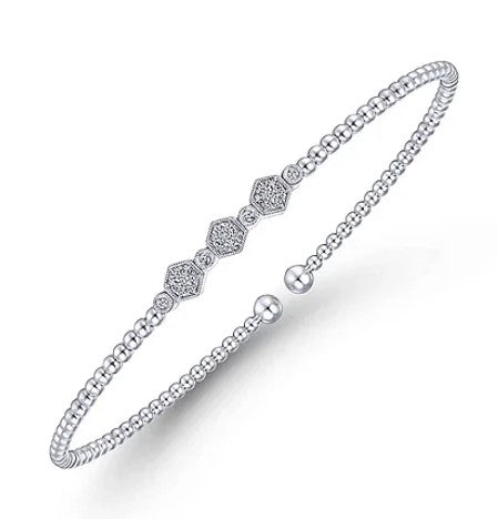 14 Karat White Bangle Diamond Bracelet - GABRIEL & CO.