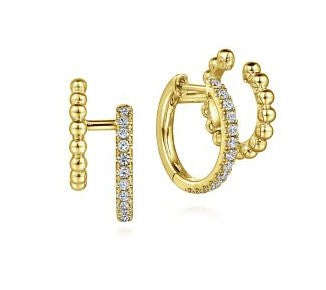 14 Karat Yellow Huggie Diamonds Earrings
