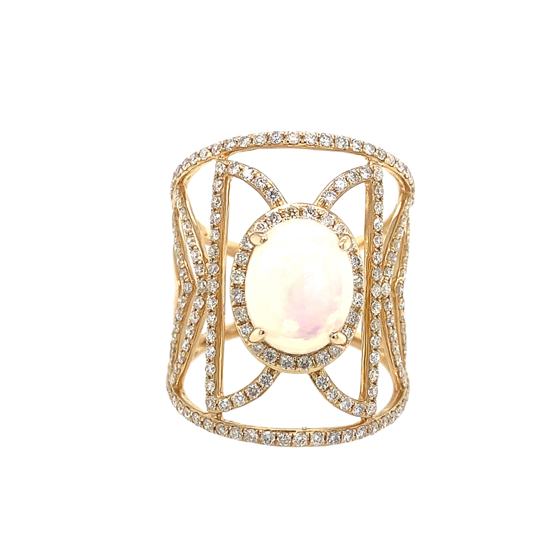 14 Karat Yellow Lady's Geometric Gemstone Fasion Ring